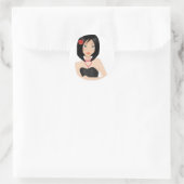 Asiatische Frau Runder Aufkleber (Tasche)