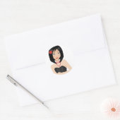 Asiatische Frau Runder Aufkleber (Umschlag)