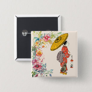 Asiatische Frau-Taste Button