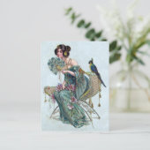 Asiatische Frauenmädchen Vintage Kunst Postkarte (Stehend Vorderseite)