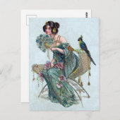 Asiatische Frauenmädchen Vintage Kunst Postkarte (Vorne/Hinten)