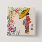 Asiatische Frauenschaltfläche Button (Vorderseite)