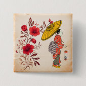 Asiatische Frauenschaltfläche Button (Vorderseite)