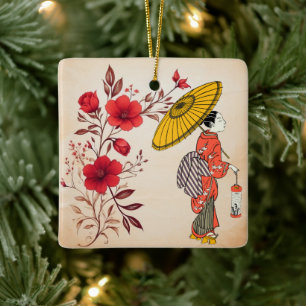 Asiatische Frauenverzierung Keramikornament