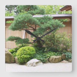Asiatische Garten-Wanduhr Quadratische Wanduhr