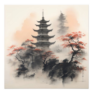 Asiatische Gebäude-Natur Fotodruck