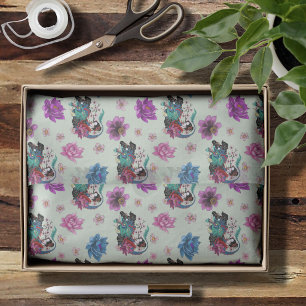Asiatische Geisha-Drache Kirschblüten Blau Seidenpapier