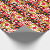 Asiatische Gold roten Mosaik, ethnischer Stil. Geschenkpapier (Ecke)