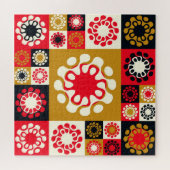 Asiatische Gold roten Mosaik, ethnischer Stil. Puzzle (Horizontal)