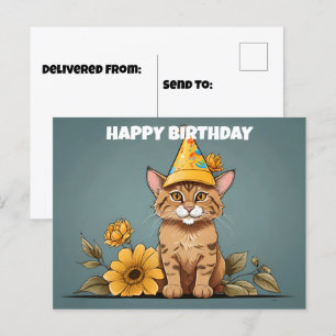 Asiatische Goldene Katze mit Geburtshaut Postkarte