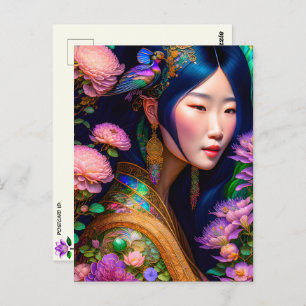 Asiatische Göttin, Postüberquerung Postkarte