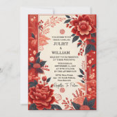 Asiatische Hochzeit mit moderner chinesischer Flor Einladung (Vorderseite)