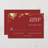 Asiatische Hochzeit mit moderner chinesischer Flor RSVP Karte (Vorne/Hinten)