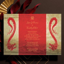 Asiatische Hochzeitseinladungen mit Red and Gold D