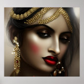 Asiatische Indianerin Red Lips glamourös Poster (Vorne)