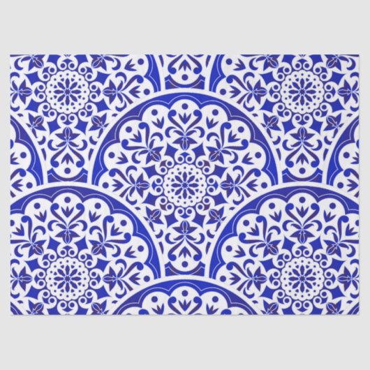 Asiatische Inspiriert Blue White Decoupage Chinois Seidenpapier (Vorderseite)