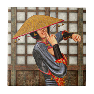 Asiatische Kampf Frau Fliese