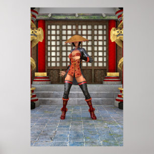 Asiatische Kampf Frau Poster