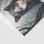 Asiatische Katze Furry Hexe mit schwarzer Katze Seidenpapier (Ausschnitt)