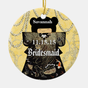 Asiatische Kimono-Birdesmaid gibt gelbe Veränderun Keramik Ornament