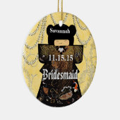 Asiatische Kimono Birdesmaid gibt Korallenveränder Keramikornament (Rechts)