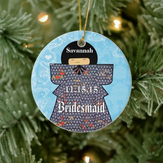 Asiatische Kimono Geburtshilfe gibt Rosa Änderunge Keramik Ornament (Baum)