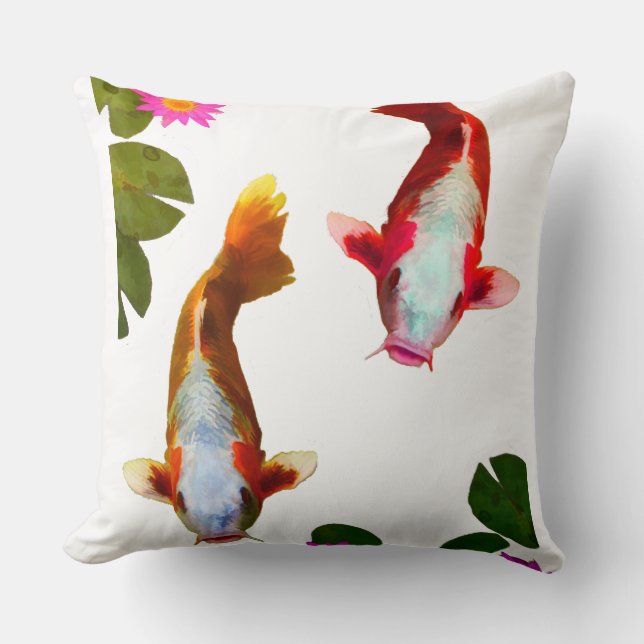 Asiatische Koi Fisch-Karpfen-Fantasie Ost Kissen (Vorderseite)