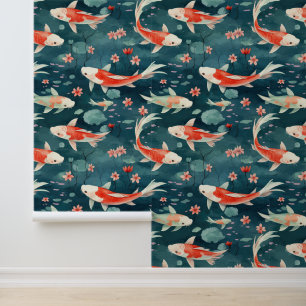 Asiatische Koi-Fischteich Lotus-Blume Tapete