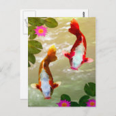 Asiatische Koi Fish Carp Digitale Kunst Postkarte (Vorne/Hinten)