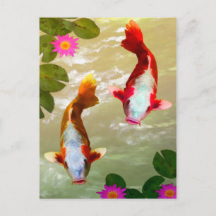 Asiatische Koi Fish Carp Digitale Kunst Postkarte