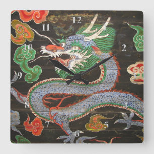 Asiatische koreanische Kunst Seoul des Drache-  Quadratische Wanduhr