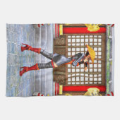 Asiatische Kriegerin Fantasy Samurai Kunstwerk Geschirrtuch (Horizontal)