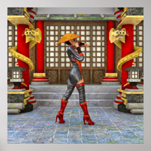 Asiatische Kriegerin Poster