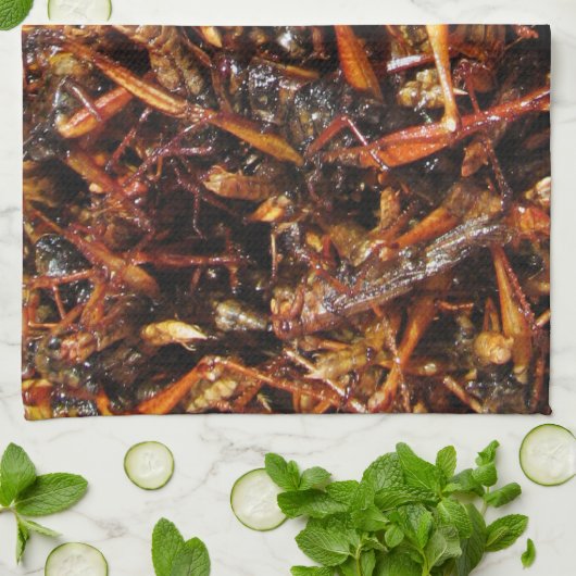 Asiatische Küche mit frittiertem Grasshopper (Takk Handtuch (Gefaltet)