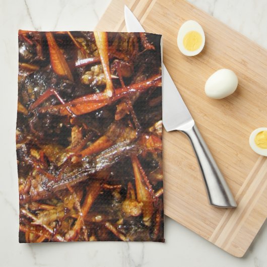 Asiatische Küche mit frittiertem Grasshopper (Takk Handtuch (Viertel Falte)