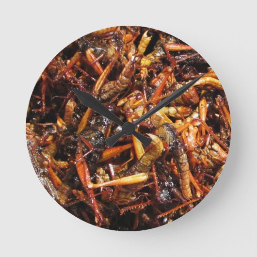 Asiatische Küche mit frittiertem Grasshopper (Takk Runde Wanduhr (Vorderseite)