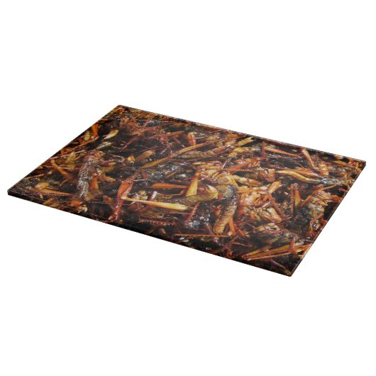 Asiatische Küche mit frittiertem Grasshopper (Takk Schneidebrett (Ecke)