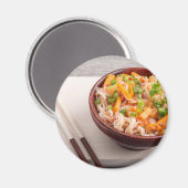 Asiatische Küche mit Reisnudeln und Gemüse Magnet (Vorderseite/Rückseite)