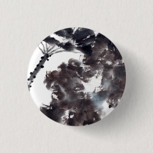 Asiatische Kunst mit Lotusblätter Motiv Button