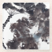 Asiatische Kunst mit Lotusblätter Motiv Glasuntersetzer (Vorderseite)