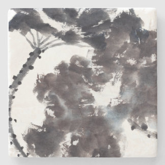 Asiatische Kunst mit Lotusblätter Motiv Steinuntersetzer