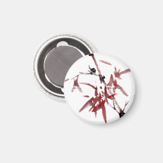 Asiatische Kunst mit Schnecke und Rotem Bambus Magnet (Vorderseite/Rückseite)