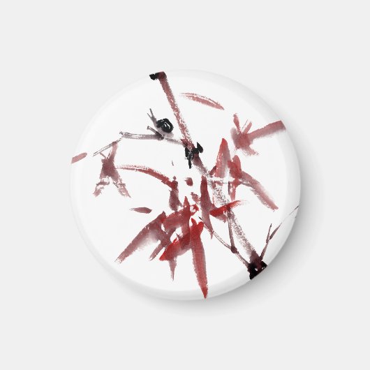 Asiatische Kunst mit Schnecke und Rotem Bambus Magnet (Vorne)