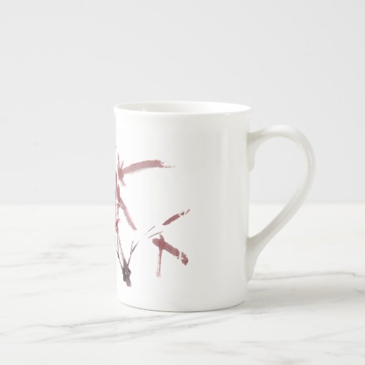 Asiatische Kunst mit Schnecke und Rotem Bambus Porzellantasse (Rechts)