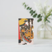 Asiatische Kunstfrau in Kimono mit Schirm Visitenkarte (Stehend Vorderseite)
