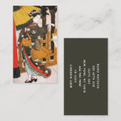 Asiatische Kunstfrau in Kimono mit Schirm Visitenkarte (Vorne/Hinten)