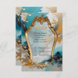 Asiatische künstlerische Orientalische Waves & Sce RSVP Karte