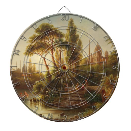 Asiatische Landschaft im Abend Licht (Sunset Art) Dartscheibe (vorne)