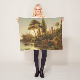 Asiatische Landschaft im Abend Licht (Sunset Art) Fleecedecke