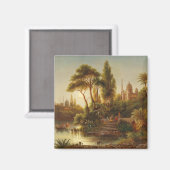 Asiatische Landschaft im Abend Licht (Sunset Art) Magnet (Vorderseite/Rückseite)